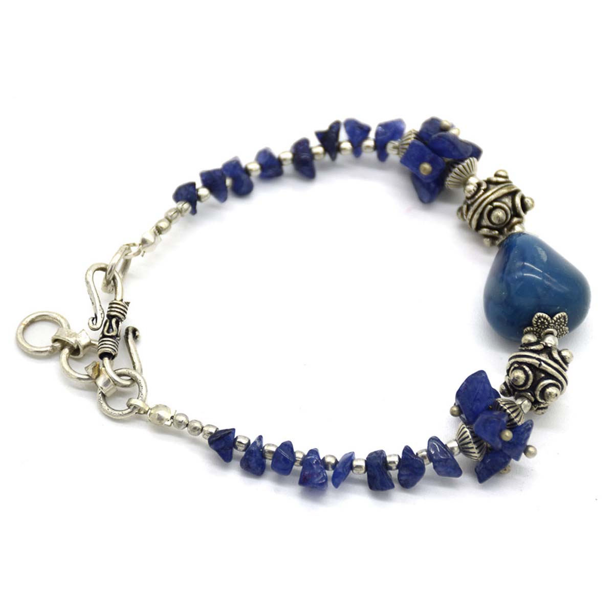 Bracelets in Bulk – Handmade in Brass – Antique Silver Color Finish – Blue Beads – Unique Fashionable Jewelry Collection for Women/Teens